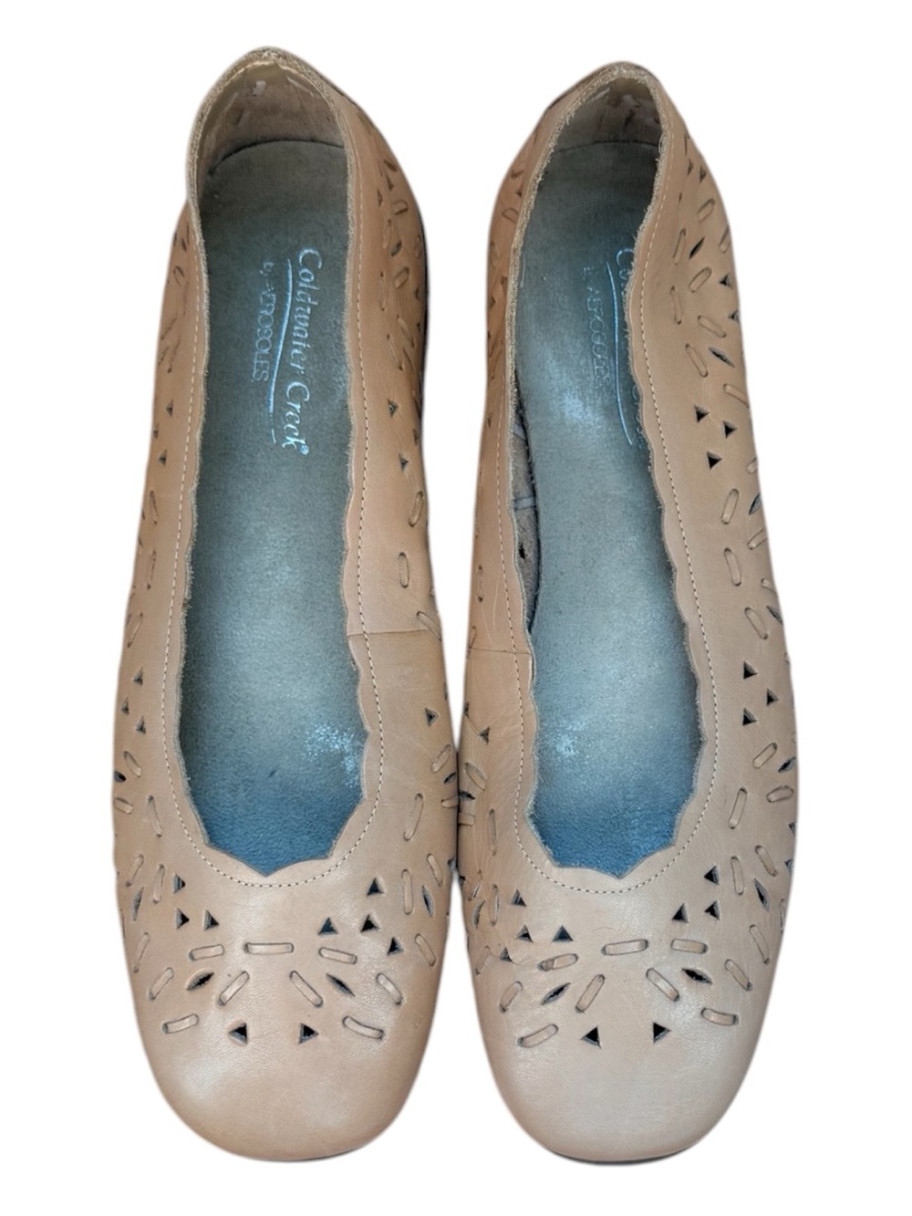 NWOT Coldwater Creek Aerosoles Women’s Tan Laser-Cut Ballet Flats